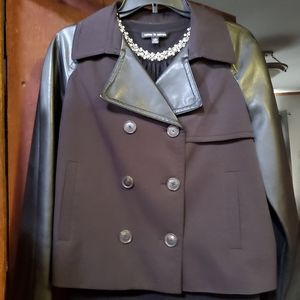 Faux leather swing jacket